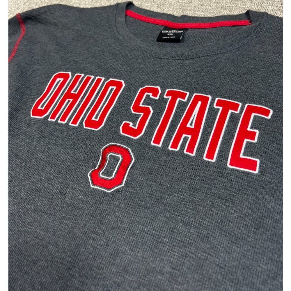 Ohio State Buckeyes Colosseum Thermal Shirt Men's XXL Gray Long Sleeve - Picture 4 of 6